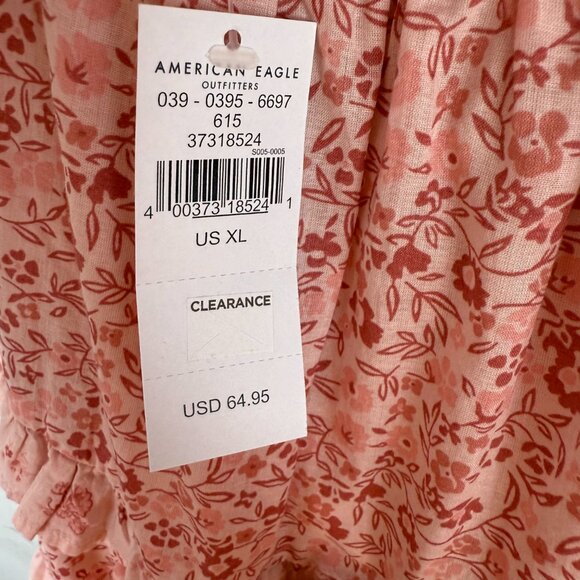 NWT American Eagle Romantic Floral Print Tiered Mini Dress Pink Size XL NEW - Picture 10 of 11